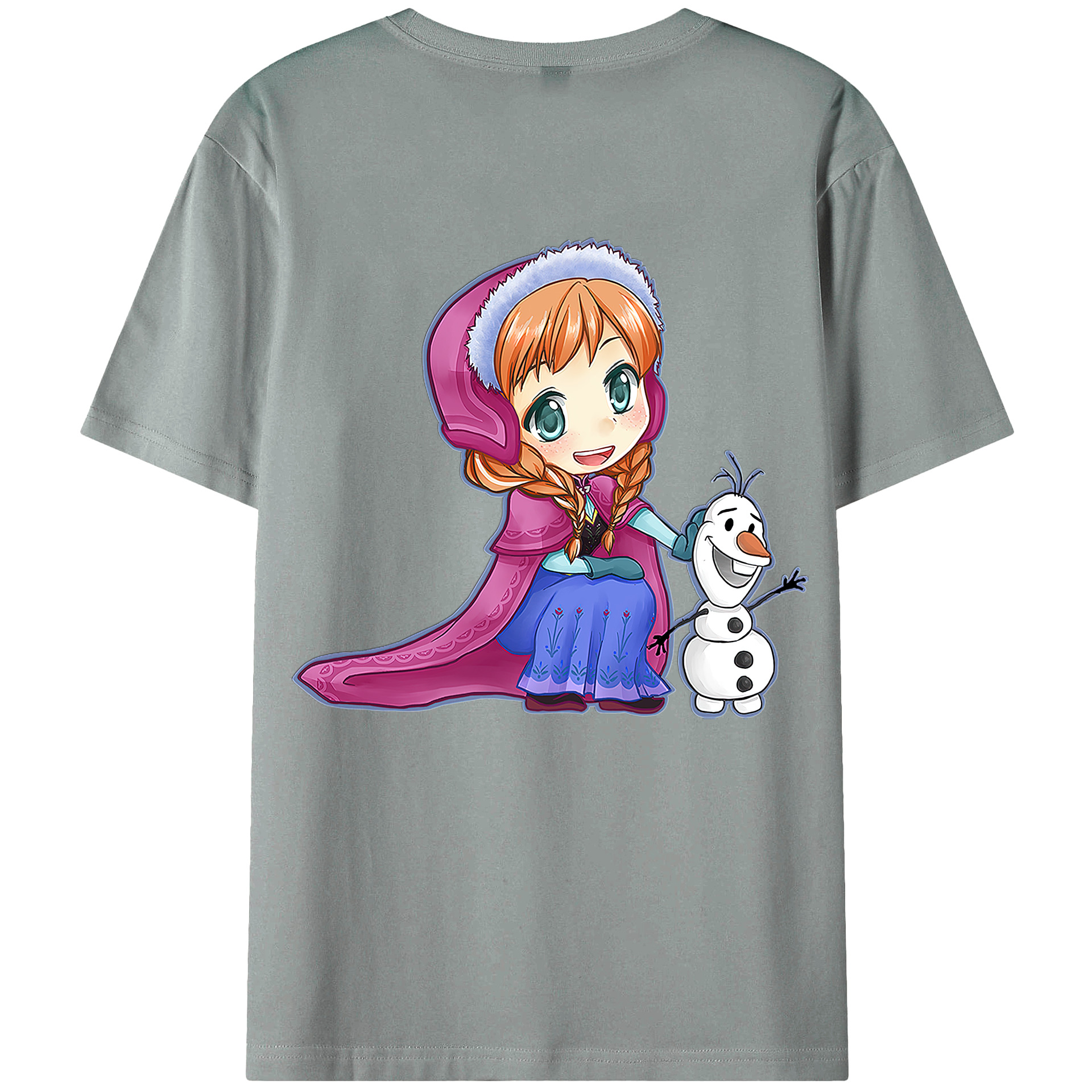 （画像用） アナと雪の女王 アンナ エルサ Frozen Anna Elsa 綿100％ メンズ半袖Tシャツ（バックプリント） 通気性